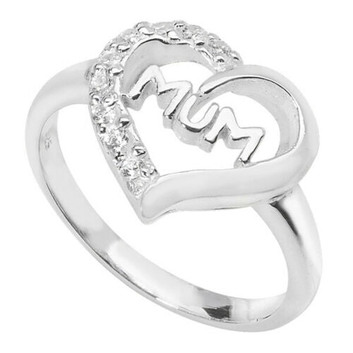 Sterling silver mum ring by Melchior Jewellery featuring a heart design with crystal accents