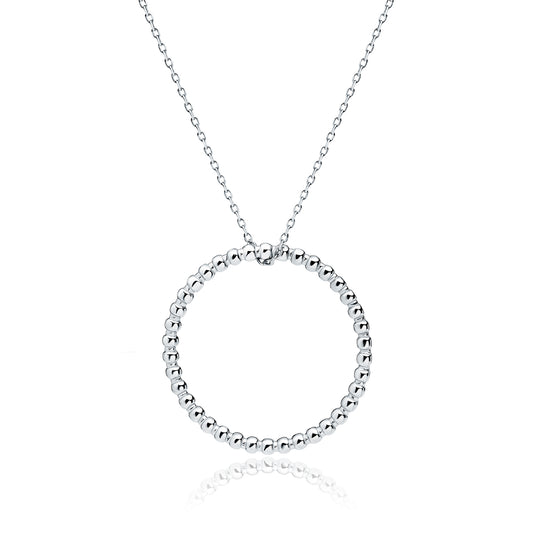Melchior Jewellery sterling silver open circle necklace with beaded design on delicate chain