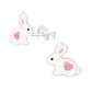 Melchior Jewellery sterling silver rabbit earrings for kids with pink heart detail