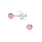 Sterling silver screw back earrings for kids with pink heart-shaped gemstones from Melchior Jewellery