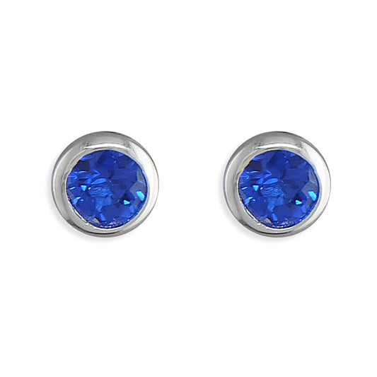 Melchior Jewellery sterling silver September birthstone earrings with blue gemstones for women