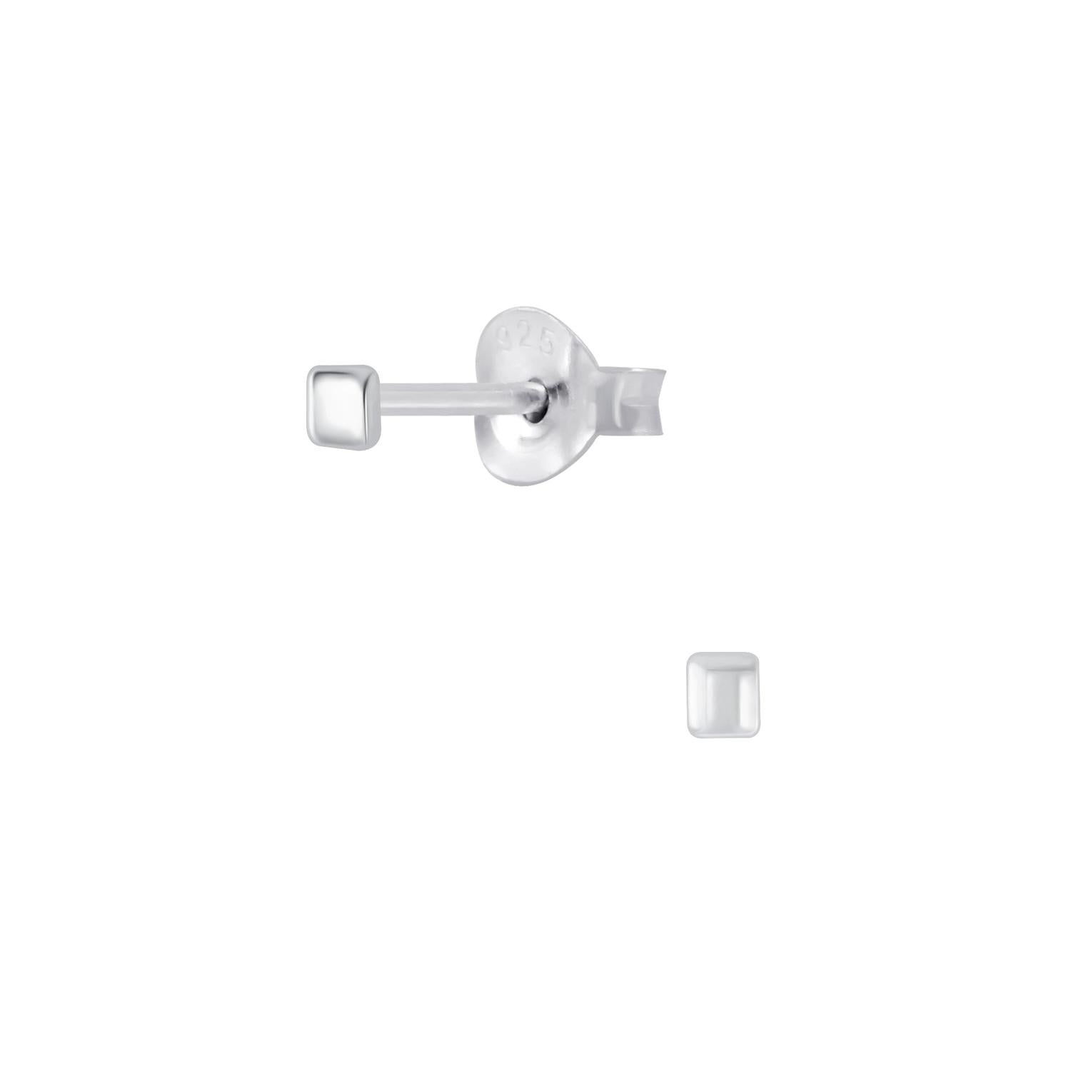 Melchior Jewellery sterling silver square stud earrings with smooth polished finish