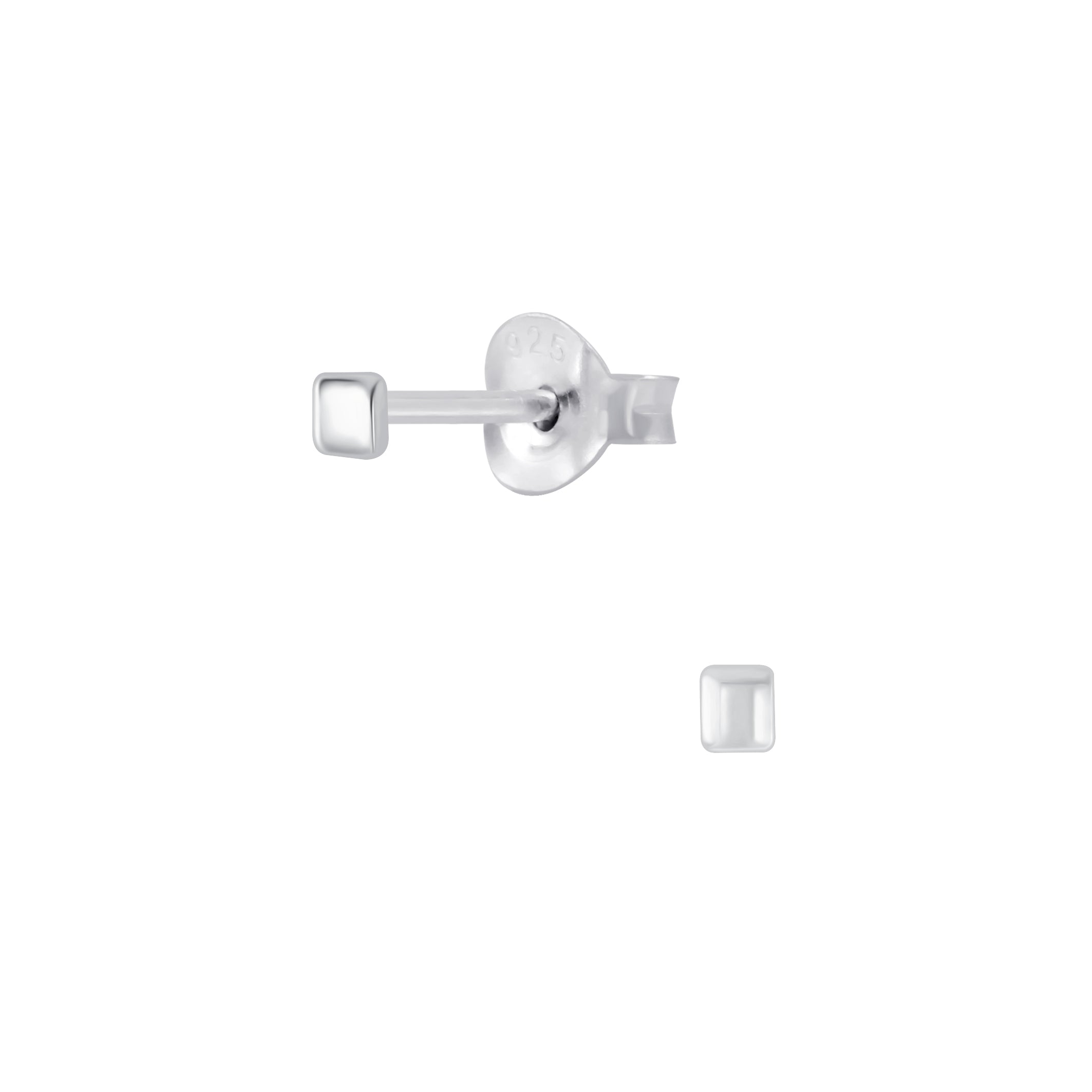 Melchior Jewellery sterling silver square stud earrings with smooth polished finish