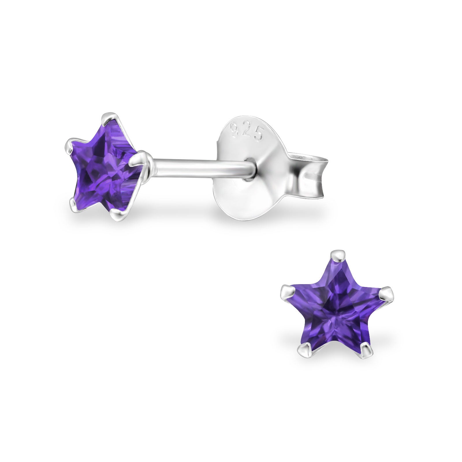 Melchior Jewellery sterling silver star birthstone earrings amethyst purple star studs with 925 posts