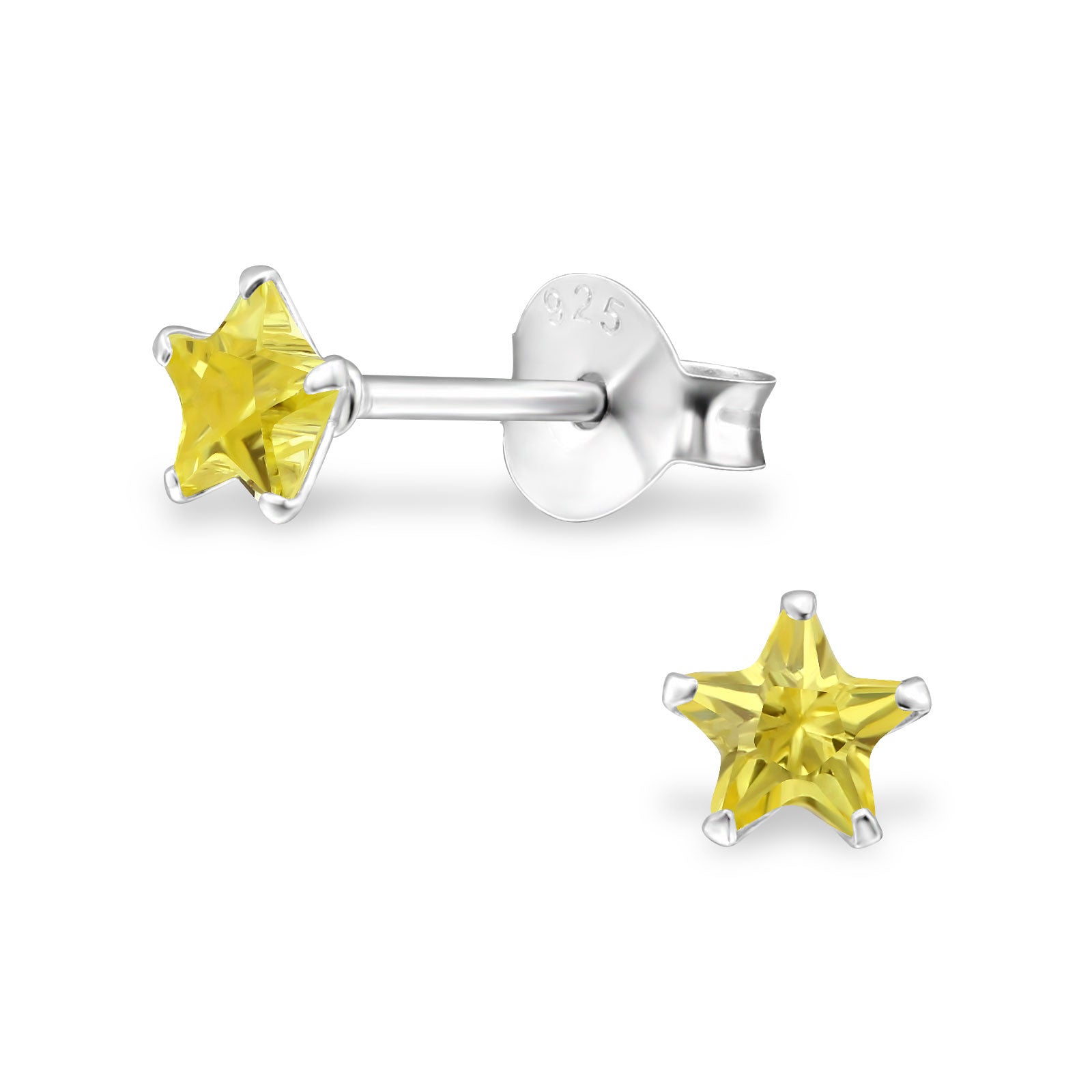 Melchior Jewellery sterling silver star birthstone earrings yellow star gemstone studs on 925 posts