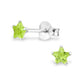 Melchior Jewellery sterling silver star birthstone earrings with green peridot star studs 925 post