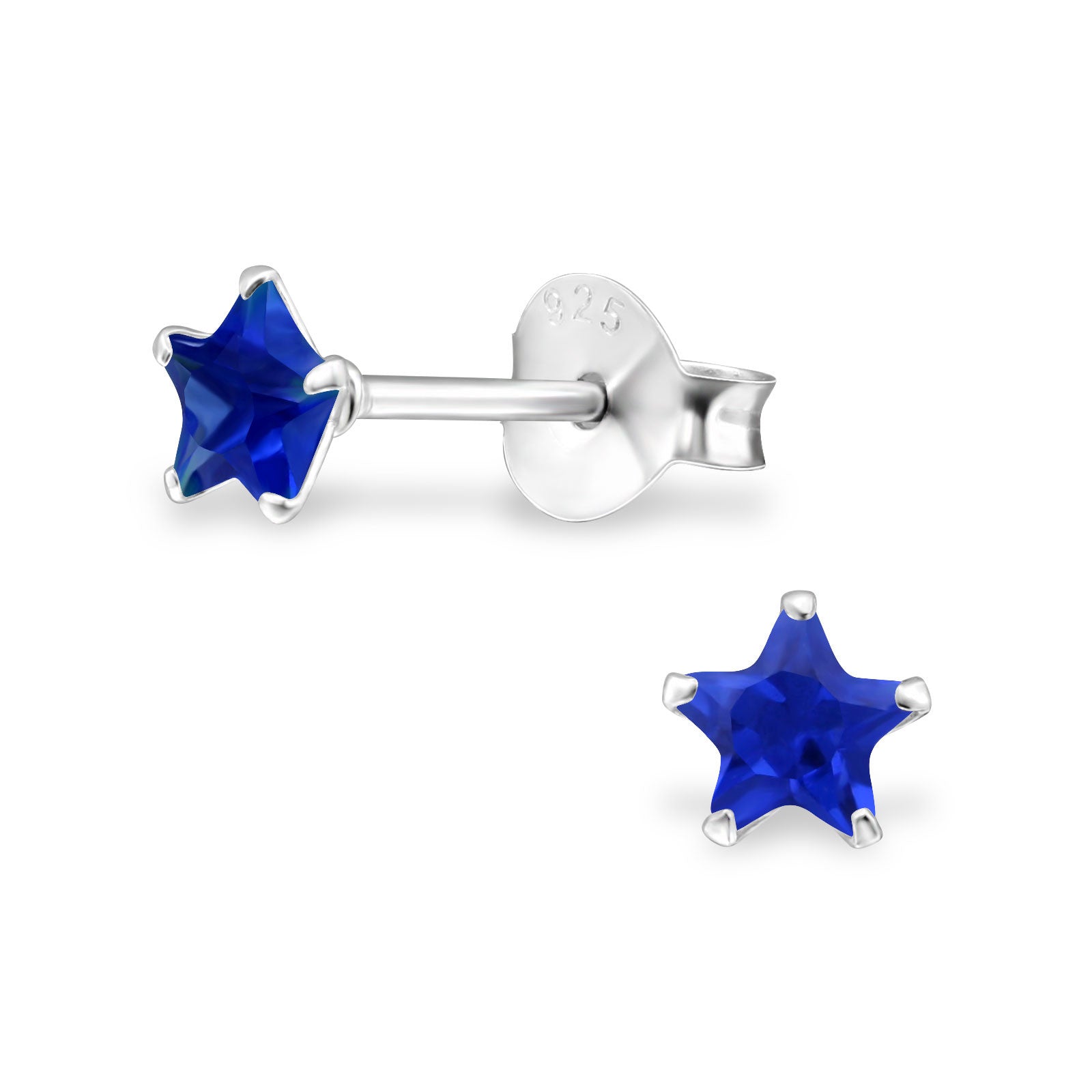 Melchior Jewellery sterling silver star birthstone earrings blue sapphire style stud for everyday wear