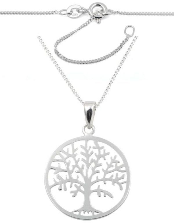 Melchior Jewellery sterling silver tree of life necklace with delicate chain and round pendant
