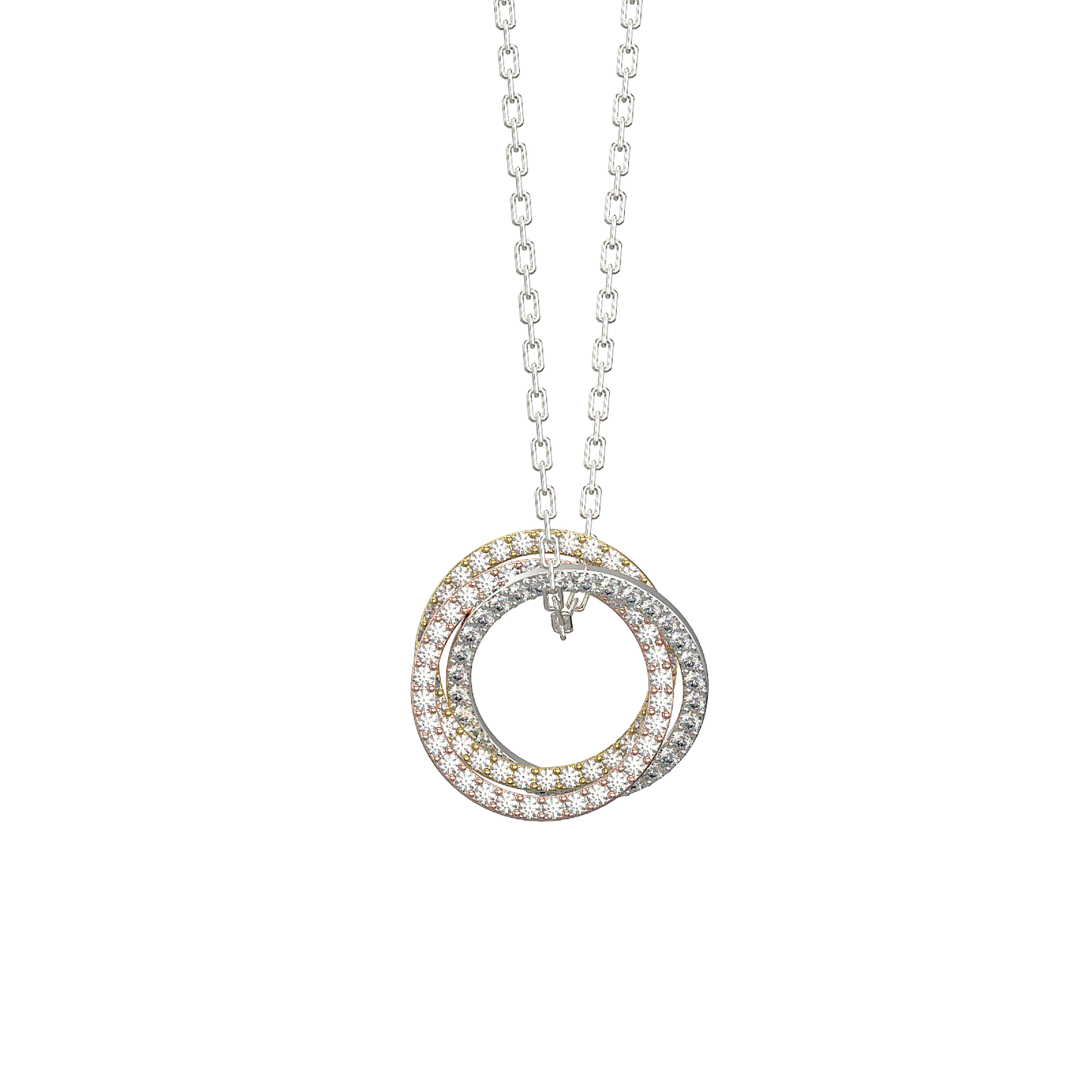 Melchior Jewellery sterling silver triple ring necklace with delicate chain and sparkling stones