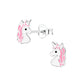 Melchior Jewellery sterling silver unicorn earrings for girls pink enamel mane stud earrings for children