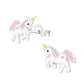 Melchior Jewellery sterling silver unicorn earrings for girls pink and purple enamel stud earrings with 925 post