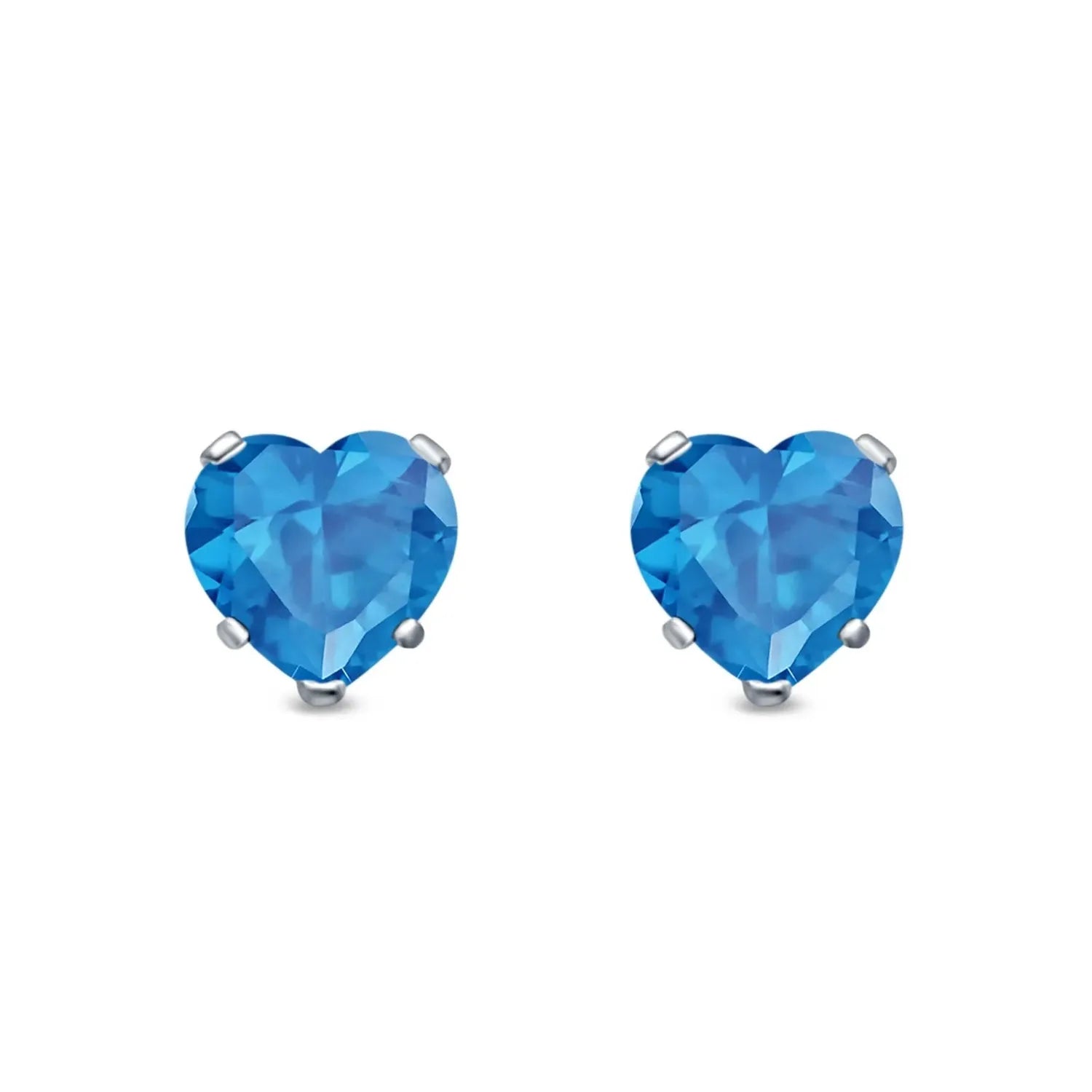 Melchior Jewellery Topaz Heart Stud Earrings in vivid deep blue with sterling silver settings