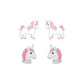 Melchior Jewellery unicorn stud earrings for kids featuring colourful pink and silver unicorn designs