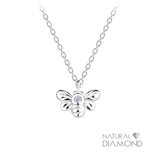 Melchior Jewellery sterling silver bee necklace woman with diamond detail on fine chain