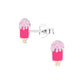 Melchior Jewellery pink glitter ear studs for girls shaped like ice cream popsicles in sterling silver