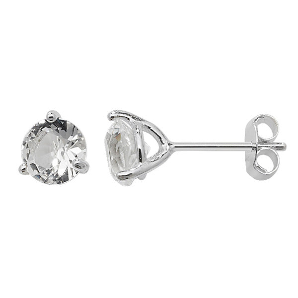 Sterling Silver 6mm CZ White Stud Earrings April Birthstone - Melchior Jewellery 