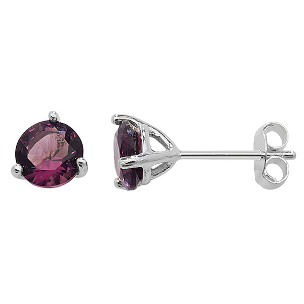 Sterling Silver 6mm CZ Amethyst Stud Earrings February Birthstone - Melchior Jewellery 