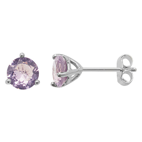 Sterling Silver 6mm CZ Light Amethyst Stud Earrings June Birthstone - Melchior Jewellery 