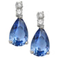 Sterling Silver CZ Pear Cut Blue Drop Earrings