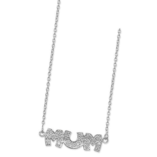 Sterling Silver cubic zirconia Mum Necklace