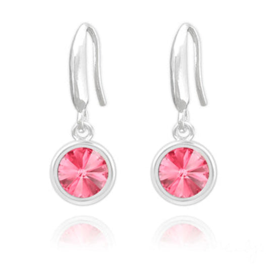 Melchior Jewellery rose Swarovski crystal drop earrings with silver hooks for women
