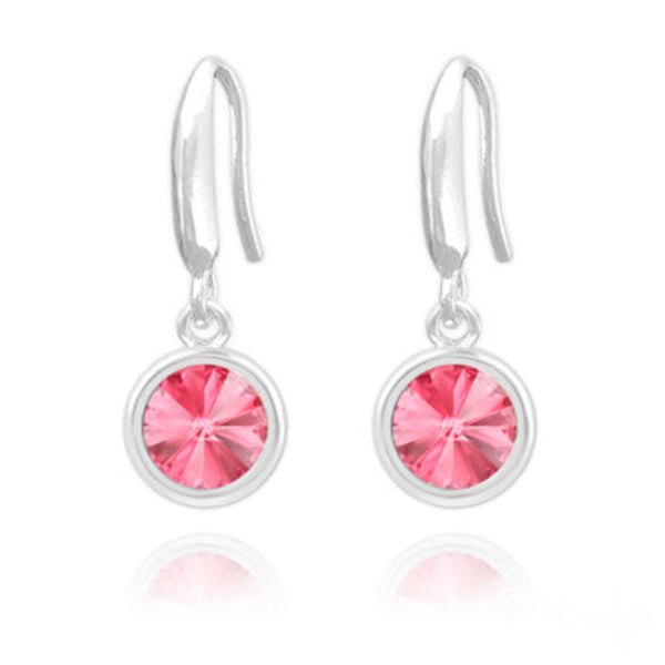Melchior Jewellery rose Swarovski crystal drop earrings with silver hooks for women