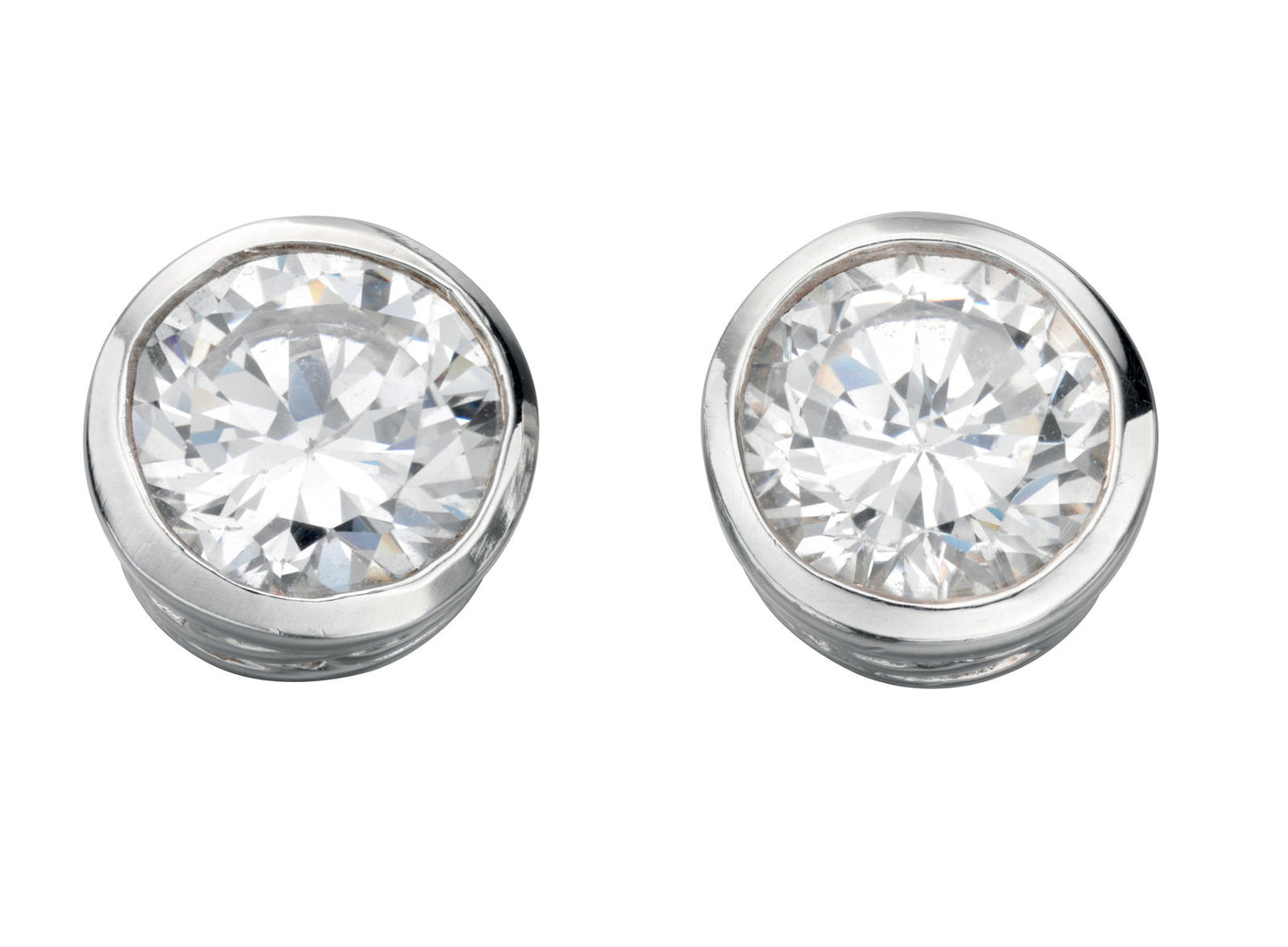 Sterling Silver Clear Round Cubic Zirconia Studs