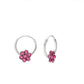 Children's Sterling Silver Pink Flower Hoop Flower Earrings