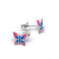 Children' Sterling Silver Pink & Blue Butterfly Stud Earrings
