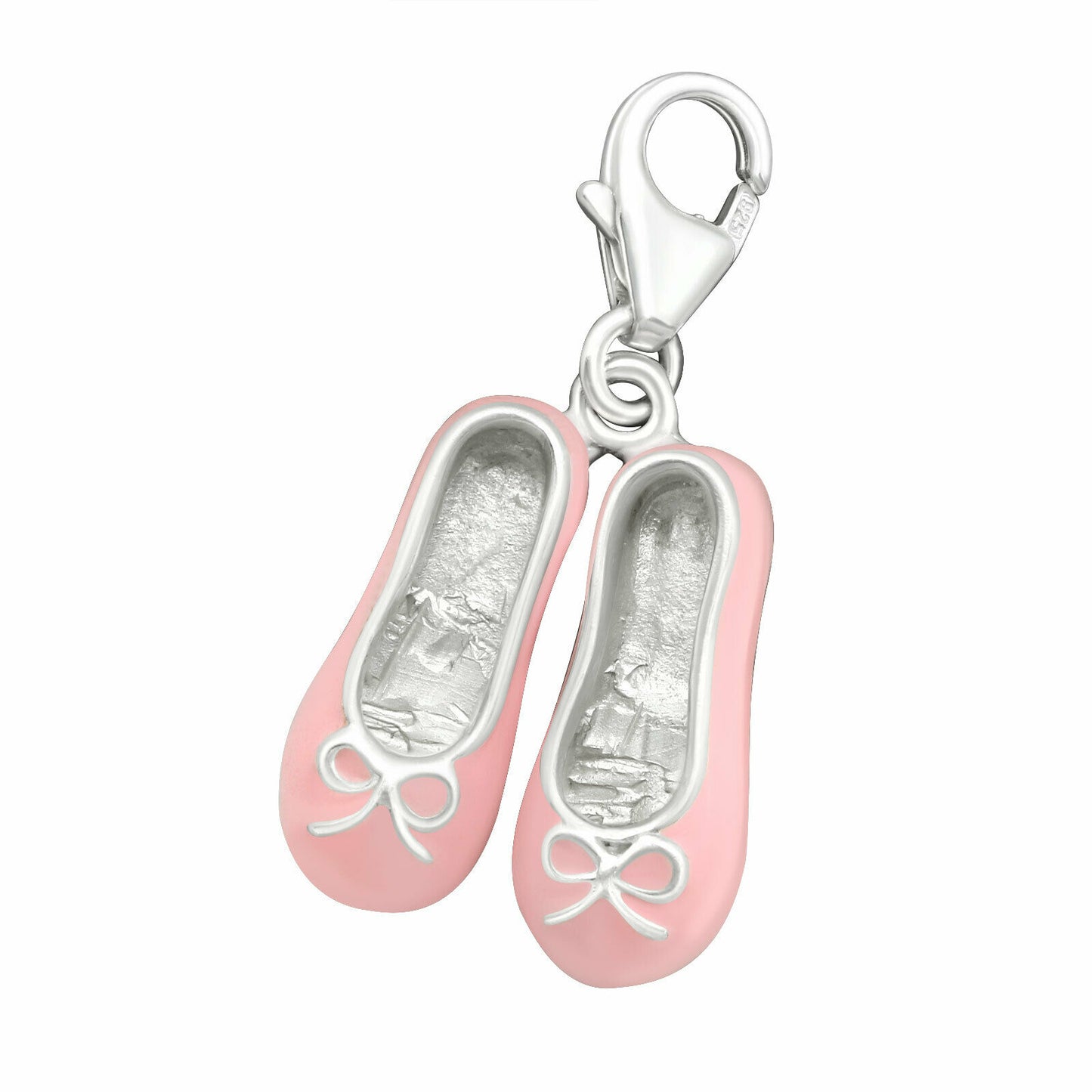 Sterling Silver Pink Ballet Shoes Clip on Charm