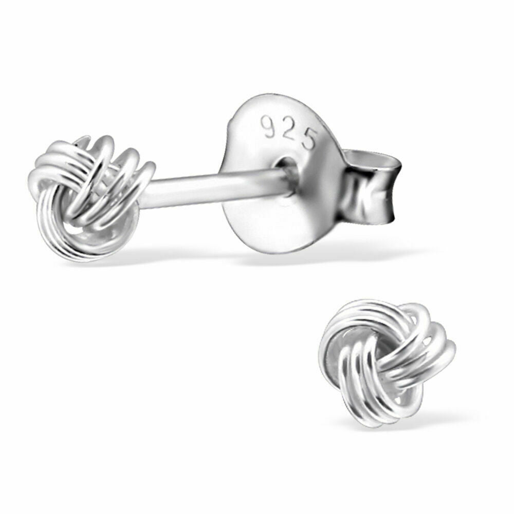 Sterling Silver Tiny 3mm knot Stud Earrings