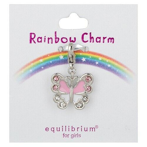 Childrens Silver Enamel Pink Butterfly Charm