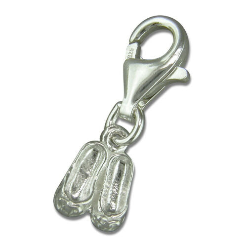 Sterling Silver Ballet Shoes Clip on Charm Pendant