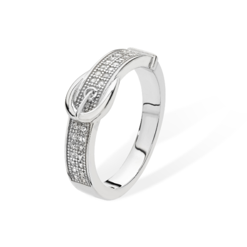 Sterling Silver CZ Buckle Ring