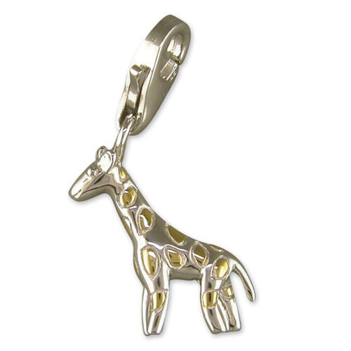 Sterling Silver Gold Spotted Giraffe Clip on Charm