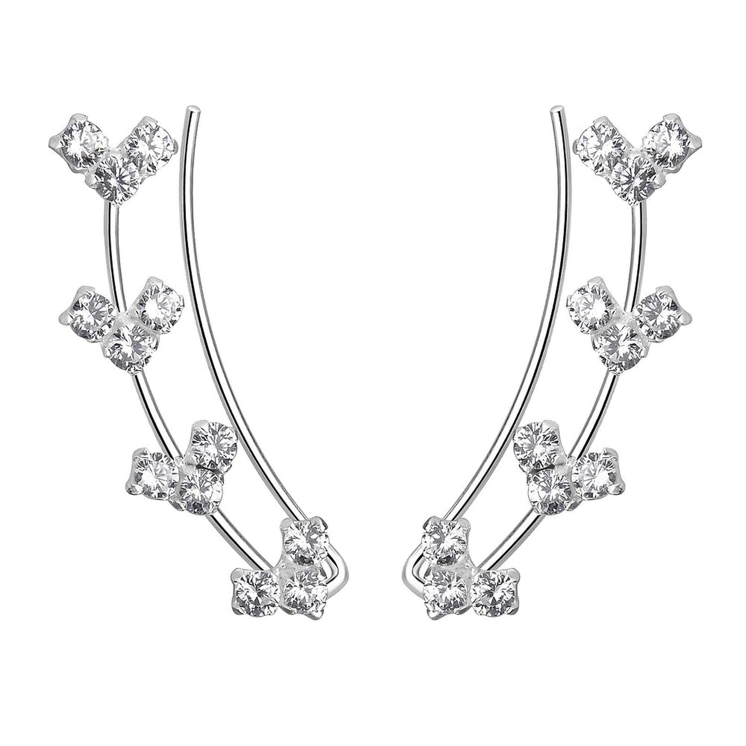 Melchior Jewellery Silver Cubic Zirconia Ear Climbers with sparkling crystals for women