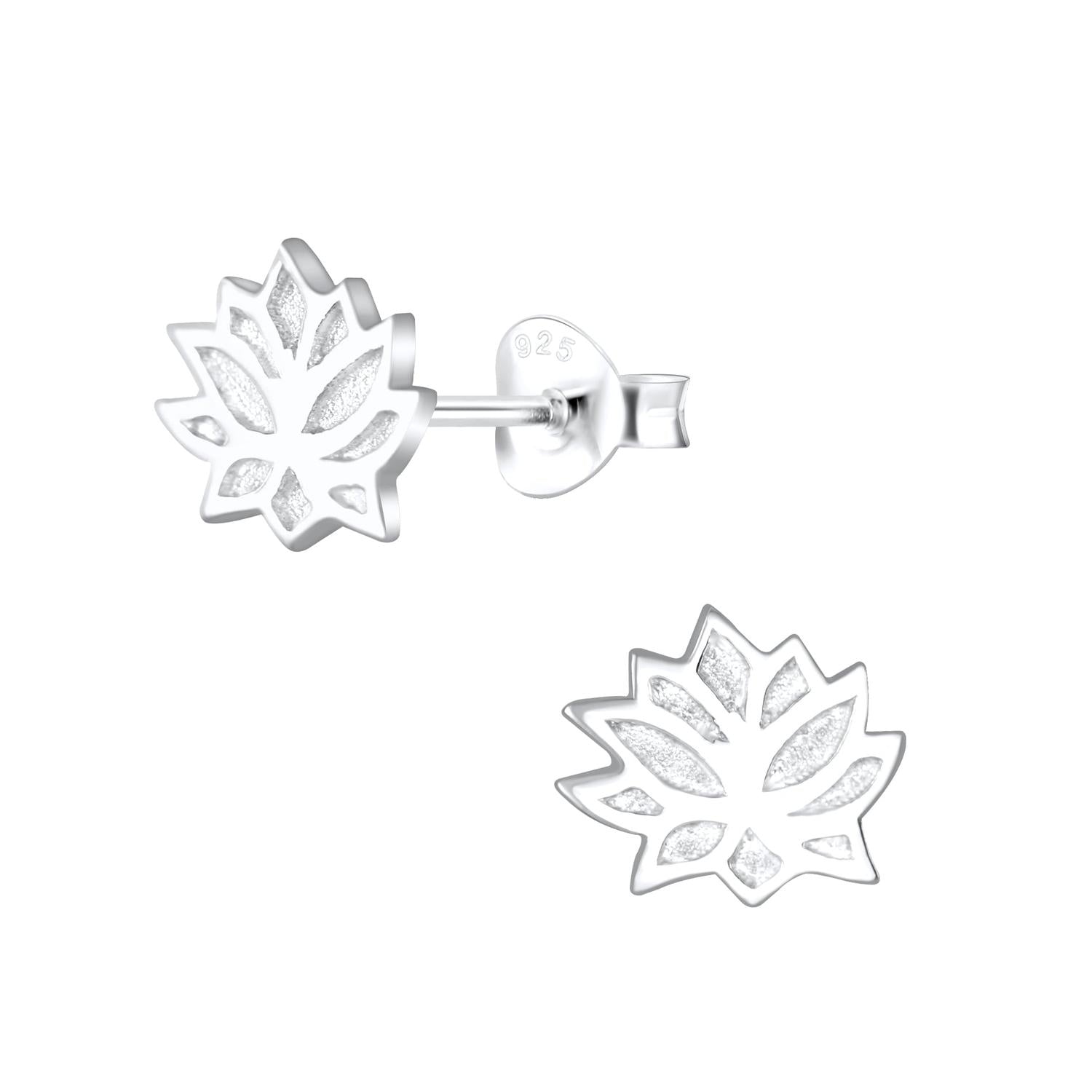 Melchior Jewellery Silver Lotus Stud Earrings in sterling silver with intricate lotus flower design