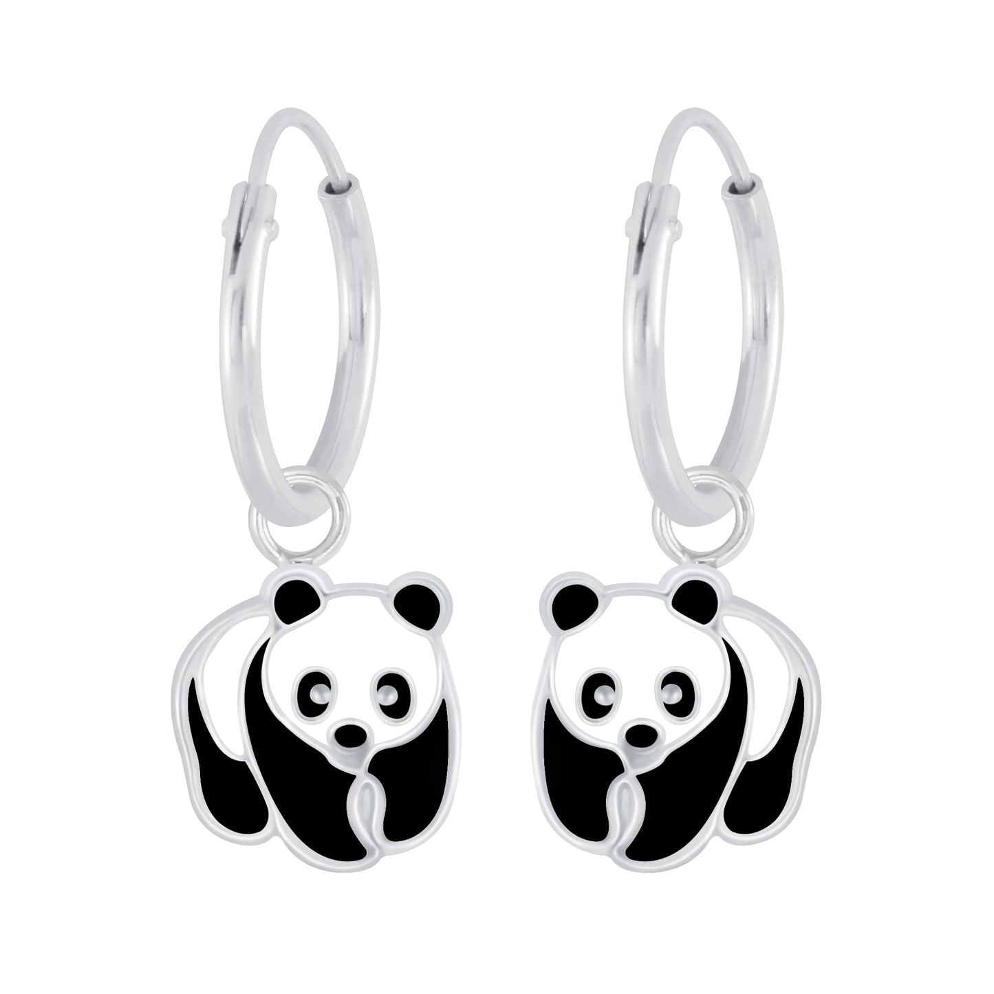 Melchior Jewellery panda bear earrings for girls silver hoop children's earrings with panda charms
