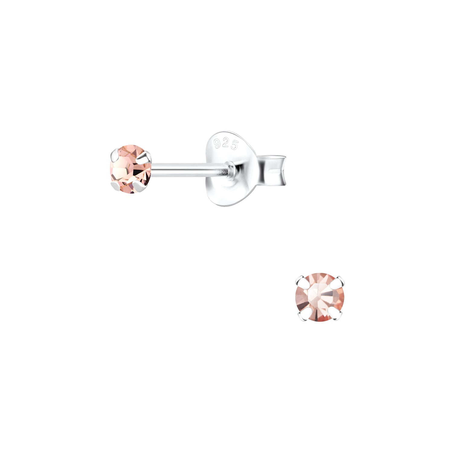 Melchior Jewellery kids sterling silver crystal stud earrings pale pink round crystal with 925 post