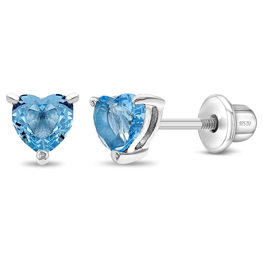 Children's Sterling Silver 4mm Heart Solitaire Screw Back Earrings - Melchior Jewellery 