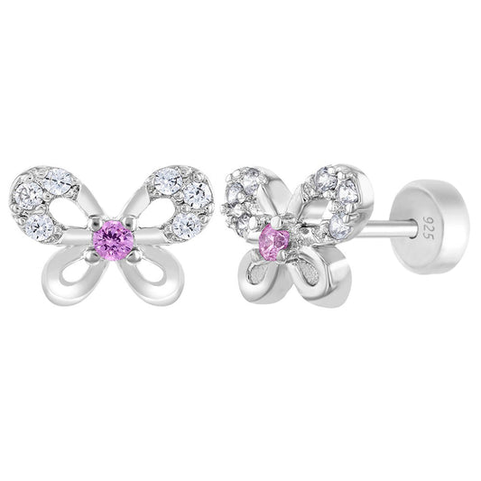 Children's Sterling Silver Butterfly Push Back Earrings - Melchior Jewellery 