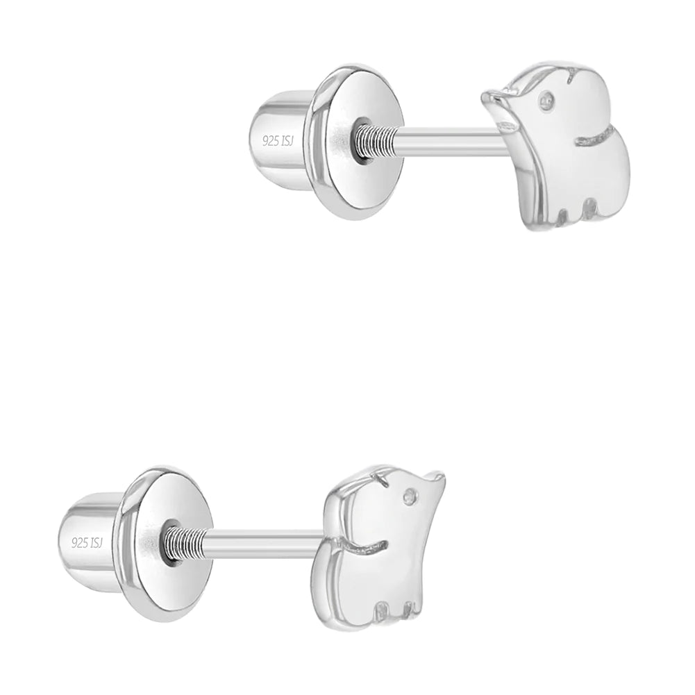 Children's Sterling Silver Baby Elephant Screw Back Earrings