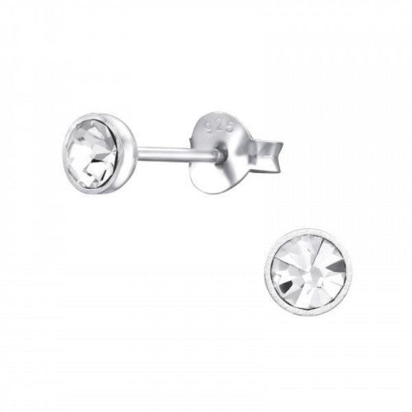 Melchior Jewellery sterling silver stud pair with clear bezel set 4mm coloured cubic zirconia earrings