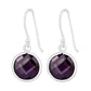 Melchior Jewellery sterling silver amethyst drop earrings with faceted round purple gemstones