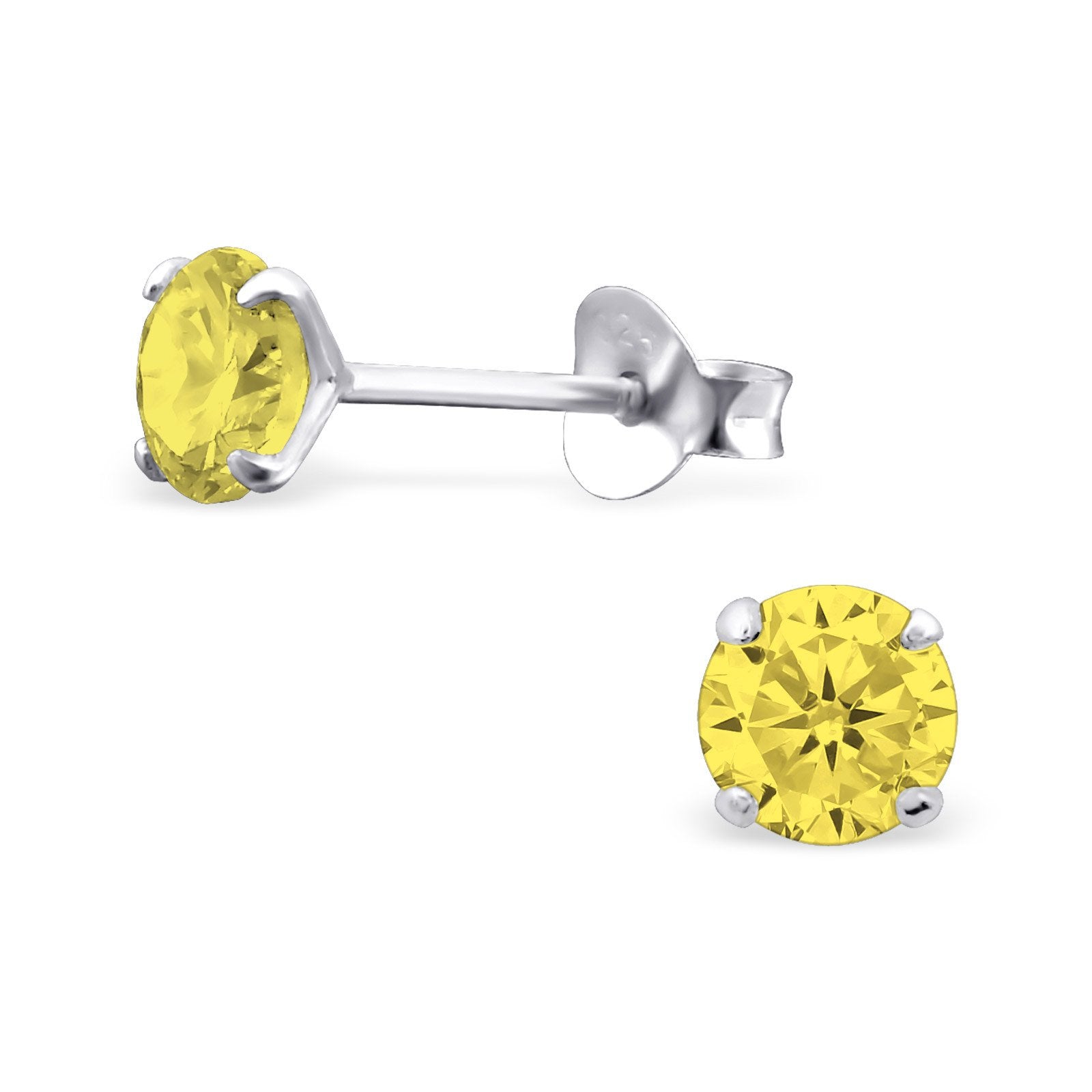 Melchior Jewellery sterling silver birthstone earrings with round yellow gemstones for women
