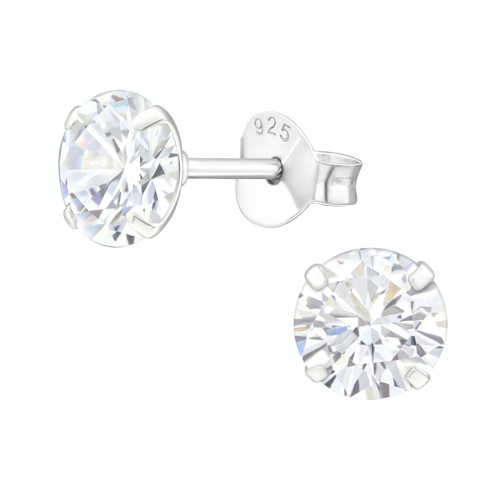 Melchior Jewellery sterling silver birthstone earrings with clear round-cut gemstones for women