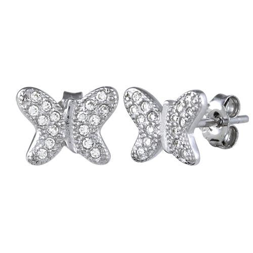 925 Sterling Silver Butterfly CZ Earrings