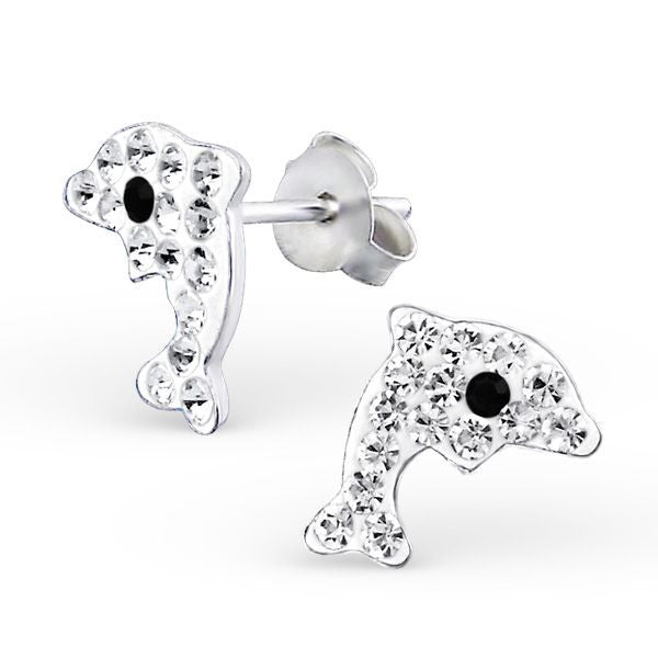Sterling Silver Crystal Dolphin Stud Earrings – Melchior Jewellery