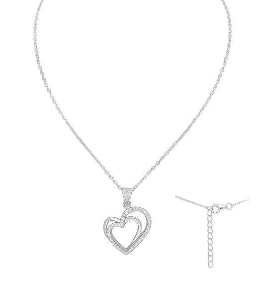 Melchior Jewellery sterling silver double heart necklace with delicate chain and adjustable clasp