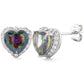 Sterling Silver Heart Shape Rainbow Topaz CZ Stud Earrings